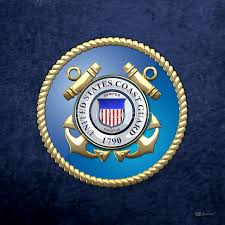 U S Coast Guard Uscg Emblem 3d On Blue Velvet Art Print