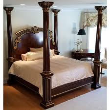 The night stands features 3/4 glass tops with a. Henredon King Size Four Poster Bed Chairish