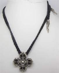 Sterling Silver Chrome Hearts Celtic Cross Pendant 24 Braided Leather Necklace C Sterling Silver Heart Sterling Silver Heart Pendant Braided Leather Necklace