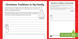List the birth order of the children in your family. Christmas Traditions In My Family Read And Draw Worksheet Worksheet