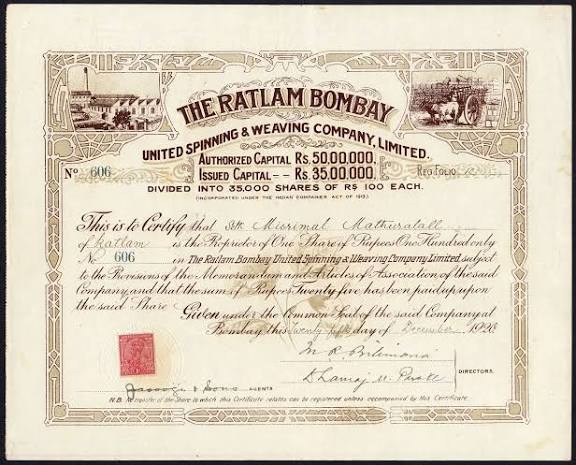 Ratlam Bombay United Spinning & Weaving Company Limited - Scripoworld