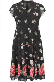 Hell Bunny Black Floral Butterfly Chiffon Jolie Papillon Dress Plus Size 16 To 32