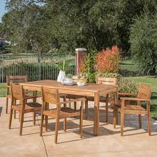 Wilson Outdoor Wood Expandable Rectangle Dining Set By Christopher Knight Home 9 Piece Sets 8 Natural Acacia Wicker Dining Set Patio Furniture Sets Wood Patio Furniture
