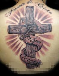 Ambigram friends cross tattoo on man side rib. Wooden Cross By Alex Alien Tattoonow
