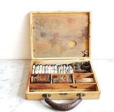 Vintage Paint Set In Wooden Box Painted Boxes Paint Set Wooden Boxes