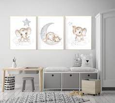 Grey Nursery Wall Decor Gender Neutral Elephant Nursery Wall Etsy In 2021 Baby Room Wall Decor Neutral Elephant Nursery Baby Room Decor