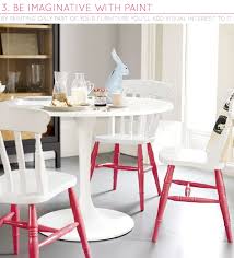 I Like These Dining Chairs Very Funky With Pink Legs Spotted Them Over At Bright Bazaar Dipped Furniture Dining Room Decor Modern Dining Room