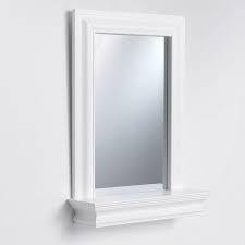 The most common vanity mirror with shelf material is metal. Framed Bathroom Mirror Rectangular Shape With Bottom Shelf In White Wood Finish 5 X 18 X 24 Inches Overstock 29084502