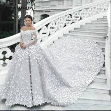Long plus size wedding dresses will never go out of fashion. Big Offer 10 Off Luxury Dubai Ball Gown Wedding Dress 2020 Long Sleeves Bride Dress Lace 3d Flower Royal Train Bridal Gown Plus Size Custom Made