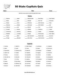 50 State Capitals Quiz Free Printable Allfreeprintable Com In 2020 State Capitals Quiz States And Capitals State Capitals Worksheet