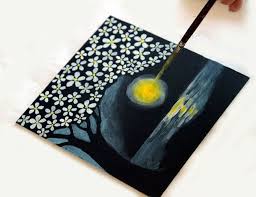 Acrylic Easy Black And White Canvas Painting Ideas Personal Techniques Used Paint White Canvas Black Rather Than Use Black Paper A Light Coat Of Water May Black Canvas Paintings Black Canvas Art Black Paper