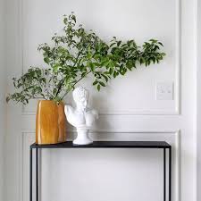 Slim Console Tables In Natural Steel Modern Console Tables Modern Living Room Furniture Room Board In 2020 Slim Console Table Modern Console Tables Entryway Console Table