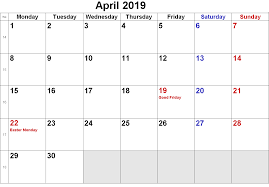 April 2019 Calendar Excel April April2019 April2019calendar Calendar Uk 2019 Calendar Monthly Calendar Template