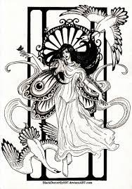 Coloriage Art Nouveau Coloriages Difficiles Pour Adultes Art Nouveau Mucha Art Deco Drawing Art