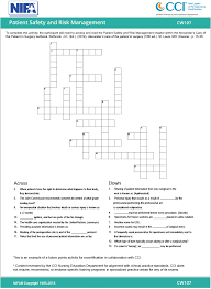 Use these short crossword puzzles before or after training sessions. Cw107 Patient Care And Risk Management Rnfa