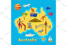 Australia Map Design Australian Traditional Symbols And Objects Map Design Australia Map Background Design