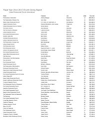 Fiscal Year 2014-2015 Church Giving Report