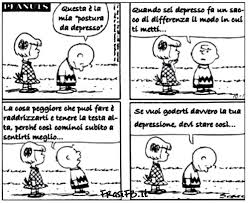 Oggi ti vorrei presentare dei libri sulla depressione orientati all'azione. Vignetta Charlie Brown E La Postura Da Depresso