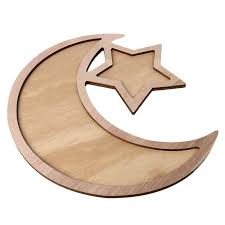 Bulan sabit dan bintang lambang islam? Islam Eid Mubarak Snack Dekorasi Pedesaan Kayu Polos Bulan Sabit Bintang Idul Fitri Ramadhan Dapur Makanan Melayani Nampan Piring Aliexpress