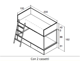 211 x 101 cm altezza 170 cm (materasso 90x200 cm acquistabile separatamente) materiale: Altezza Letto A Castello