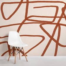 Terracotta Doodle Wallpaper Abstract Style Muralswallpaper In 2020 Mural Wallpaper Abstract Wallpaper Blue Geometric Wallpaper