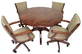 This dinette set with caster chairs constitutes a smooth proposition for all traditional or classic decors. Custom Wood Coco Dinette Set Swivel Tilt Chairs Alfa Dinettes