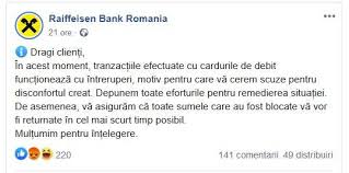 Probleme In ReÈ›eaua Raiffeisen Bank Zeci De ClienÈ›i AcuzÄƒ CÄƒ Li S Au ReÈ›inut Mii De Lei De Pe Carduri Banca Spune CÄƒ Va Returna Sumele In Cel Mai Scurt Timp Posibil