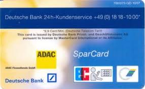 Bank Card Deutsche Bank Adac Flexsparen Cirrus Deutsche Bank Germany Federal Republic Col De Cr 0007