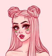Pink Peach Cartoon Art Styles Girls Cartoon Art Cartoon Girl Drawing