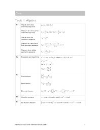 Ib Hl Math Formula Booklet 2021 Ingel Soong