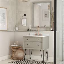 Medium rectangle brown beveled glass modern mirror (36 in. Dorel Living Tribecca 30 Inch Bathroom Mirror In Gray Dl8857bcg M