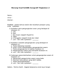 Penambahbaikan pengangkutan awam dalam rancangan dialog @ 1 di rtm tv1, pada 23 januari 2013. Geo Borang Soal Selidik