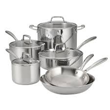 Tramontina 10 Piece Tri Ply Clad Stainless Steel Cookware Set With Glass Lids Walmart Com In 2020 Cookware Set Stainless Steel Cookware Set Stainless Steel Cookware