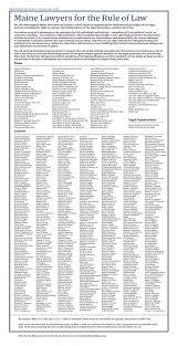650 lawyers & 100 law firms took out a full-page ad in the Press Herald  decrying the intimidation of lawyers & clients whose interests do not  align with those of the government :