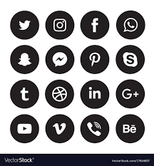 Black Social Media Icons Set Vector Image On Vectorstock Social Media Icons Vector Social Media Icons Free Media Icon