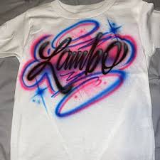 Script Style Airbrush T Shirt Personalized With Your Name Or Etsy In 2020 Airbrush T Shirts Custom Airbrushing Artist Style
