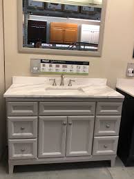 Draw an accurate floor plan of your bathroom, or hire a professional to do one. Diamond Freshfit Calhoun Freestanding Cloud Gray 48 Vanity Lowe S 48 Vanity Grey Bathroom Vanity Powder Room Vanities