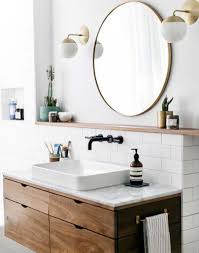 Meuble Evier Buffet Et Marbre Great Bathroom Details Round Mirror Modern Wall Sconces Modern Bathroom Vanity Bathroom Interior Round Mirror Bathroom