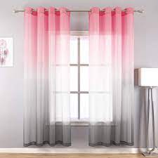 63 colors heavy velvet pair of bedroom curtains, living room curtains, solid color curtains custom curtains,curtains,sakura pink. Amazon Com Pink And Gray Curtains For Girls Room Set Of 2 Panels Grommet Ombre Sheer Window Curtain Panel For Bedroom Girls Decor 52x63 Inch Length Home Kitchen