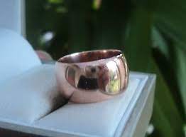 Vintage Wide 9ct Rose Gold Heavy Wedding Ring Or Band H M 1918 Size J K Wide Wedding Bands Rings Gold Band Ring