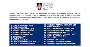 Pensyarah dm45/dm51/dm53, profesor khas c 2 permohonan kerja kosong hendaklah dibuat menggunakan borang kakitangan kuliah mara teknologi universiti boleh didapati di laman web uitm. Jawatan Kosong Di Universiti Teknologi Mara Uitm Pelbagai Jawatan Negeri Jobcari Com Jawatan Kosong Terkini