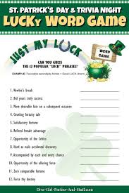 Patrick's day with free printables. Just My Luck Word Game