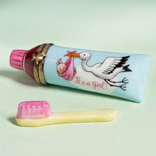 Limoges Baby Girl Tooth Paste With Stork Box The Cottage Shop Limoges Boxes Stork Box Trinket Boxes