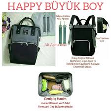 Happy Marka Siyah Gri Gumus Fermuarli Bebek Bakim Cantasi Tum Ozelliklere Sahi Bebek Canta Siyah