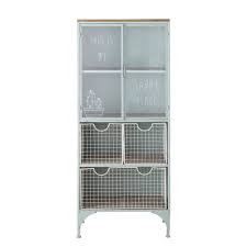 Vitrina Con 2 Puertas Y 3 Cajones De Metal Verde Agua Lexie Maisons Du Monde Cabinet De Rangement Vitrine Maison Du Monde
