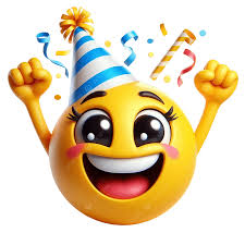 Smiley Face Emoji With Party Hat And Confetti Isolated On ...