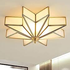 Amazon Com Litfad Modern 4 Light Led Ceiling Lamp Beveled Frosted Glass Flush Mount Lighting Fixture Traditional Brass Star Close To Ceiling Light Decorative Pendant Light For Hotel Hall Bedroom Living Room Home Improvement