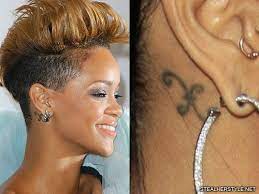 For larger tattoos, the best placements are: Rihanna Zodiac Sign Behind Ear Tattoo Steal Her Style