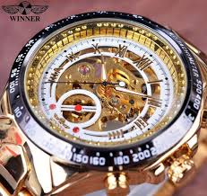 Winner New Number Sport Design Bezel Golden Watch Mens Watches Top Brand Luxury Montre Homme Cl Luxury Watches For Men Automatic Skeleton Watch Watches For Men