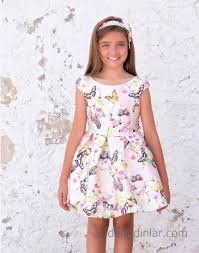 10 Yas 2020 Kiz Cocuk Abiye Elbise Modelleri Pembe Kisa Kolsuz Genis Yaka Desenli The Dress Elbise Elbise Modelleri
